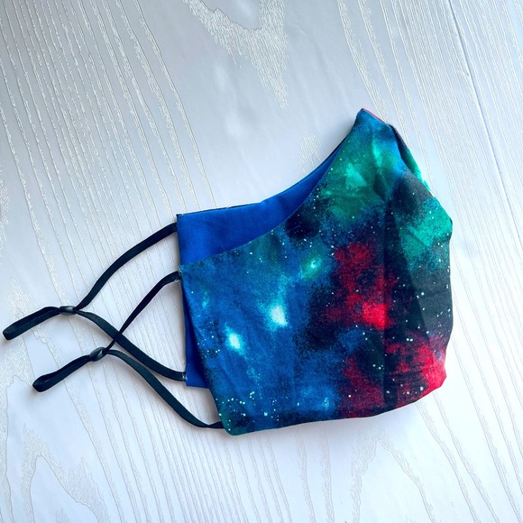 Blue Galaxy Print Light weight Adjustable Mask, Vibrant Print Masks - Picture 2 of 3